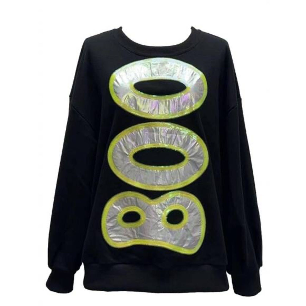 NEW QUEEN OF SPARKLES metallic boo sweatshirt in black
